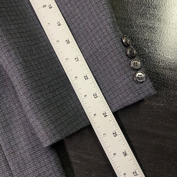 Haggar Collections Sport Coat Men's 40R Poly Wool Navy Mini Check Blazer Jacket - Picture 13 of 15